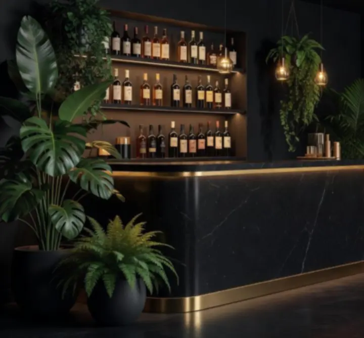 Prémium éttermi és lounge atmoszféra zöld posztós poker asztallal