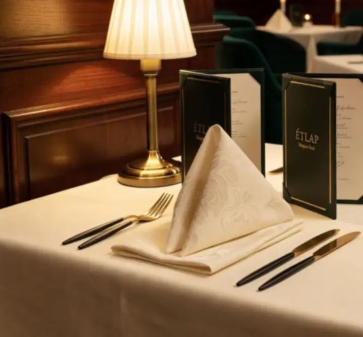 Elegáns, luxus asztalteríték gyertyafénnyel
